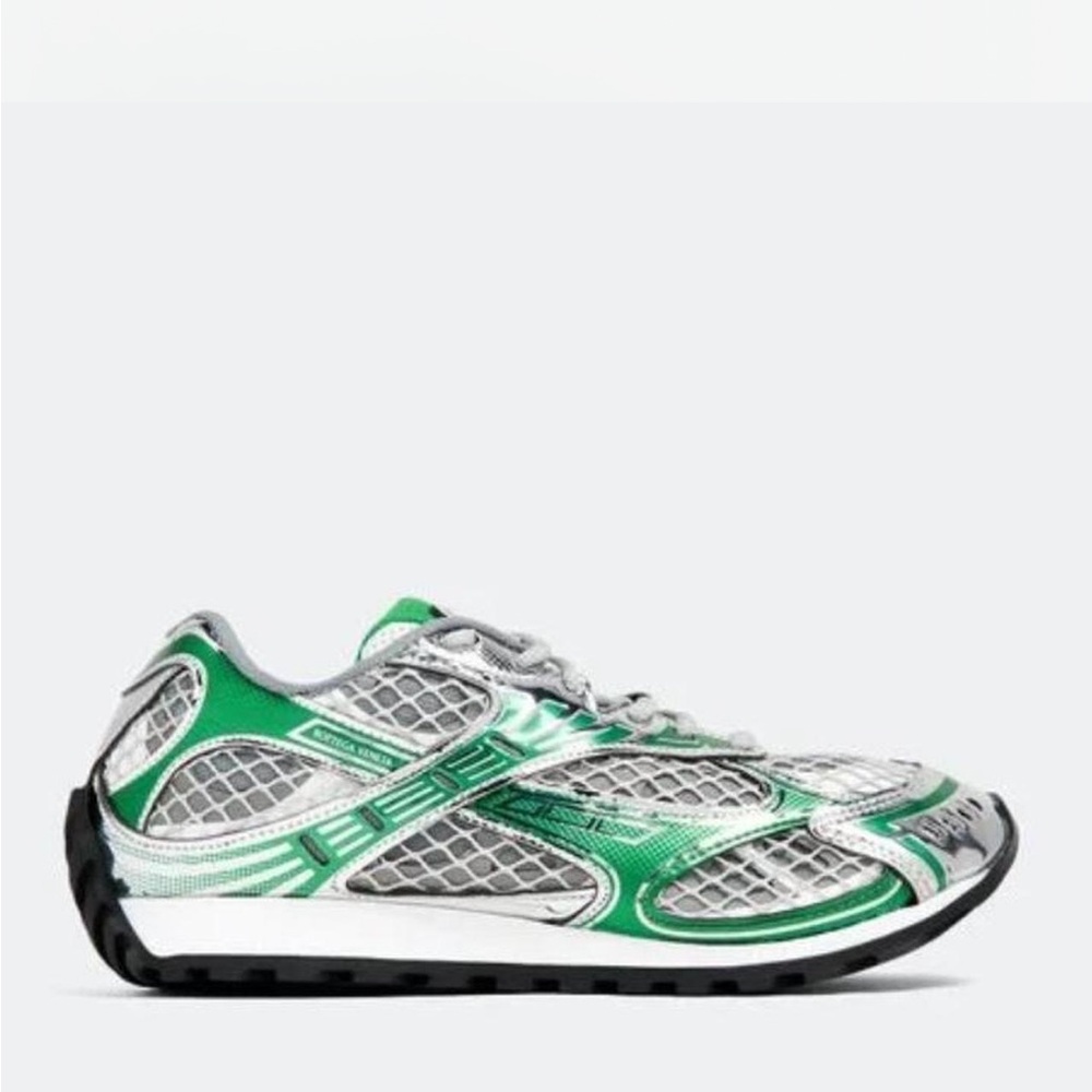 Bottega Veneta Green and Silver Athletic Shoes